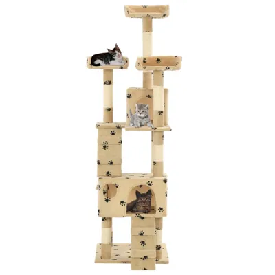 Immagine prodotto di vidaXL Tiragraffi per gatti con pali in sisal 170 cm Beige a forma di zampa