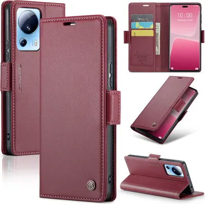 Immagine prodotto di Custodia Xiaomi 13 Lite, custodia in pelle con funzione stand per Xiaomi 13 Lite Rosso