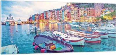 Produktbild von Bilder auf glas - Einteilig - Porto Boote die Farben - 100x40cm - Glasbilder - Wandbilder - Bilder - zum Aufhängen bereit - Wanddekoration aus Glas - Glas Bilder - Wandbild auf Glas - GAB100x40-4395