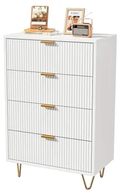 Obrázek produktu pro Komoda, elegantní design, všestranná funkčnost, bílá komoda se 4 zásuvkami