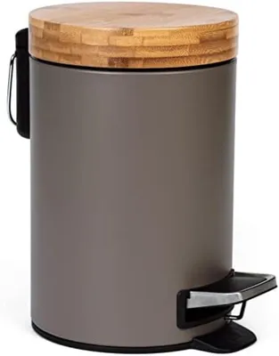 Produktbild von PolkaHome® 3 Liter Designer Badeimer – Bambus, Sanftschließend, Taupe