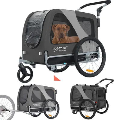 Produktbild von DOGGYHUT® Premium LARGE Hundefahrradanhänger  15 - 30kg Hundeanhänger Fahrradanhänger für Hunde mittelgroße bis große Hunde