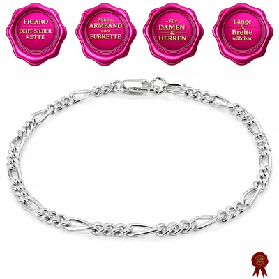 Produktbild von SARB-BIJOU FIGARO Armband & Fußkette aus 925 Sterling Echt-Silber – für Damen und Herren