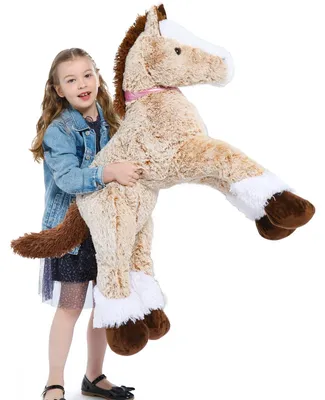 Immagine prodotto di Peluche a forma di cavallo - Marrone chiaro e grande - 90 cm