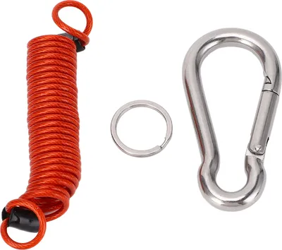 Imagen del producto de Cable de freno para remolque de emergencia, fabricado en acero inoxidable 304, con resorte, cable enrollado para remolque, y gancho de seguridad de 8x80 mm, color rojo