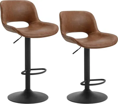 Produktbild von WOLTU 2 × Barhocker höhenverstellbar, Kunstleder, Drehhocker aus Metall, Braun
