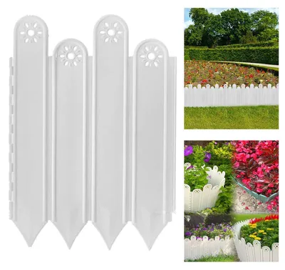 Produktbild von 10 Stück Gartenumrandung Kunststoff Weiß, dekorative Rasenkante, ideal für Garten, Terrasse & Blumenbeete
