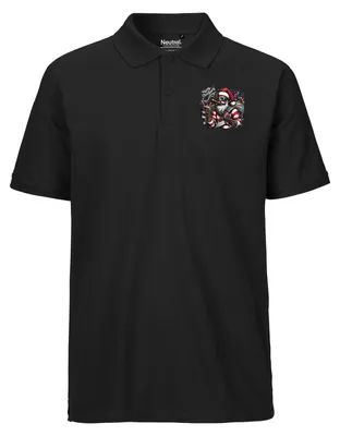 Produktbild von Huuraa Herren Polo Shirt Cooler Weihnachtsmann Merry Christmas M Black Bio Baumwolle Fairtrade Poloshirt Geschenkidee