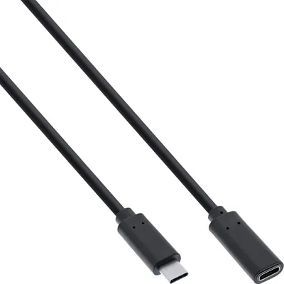 Produktbild von InLine® USB 3.2 Gen.2x2 Kabel, USB-C Verlängerung ST/BU, schwarz, 0,5m