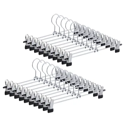 Produktbild von ACAZA Antirutsch-Kleiderbügel – Groß – 40 cm lang – Verstellbare Klammern – 20 Stück – Silbergrau