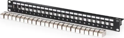 Produktbild von DIGITUS Patchpanel 1HE 24xCat6A Keystone Module geschirmt sc
