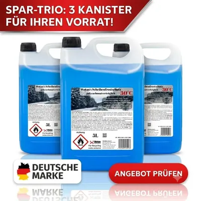 Produktbild von 15 L Scheibenfrostschutz Konzentrat bis -30 °C – Winter Frostschutzmittel für Scheibenwaschanlage, Scheibenreiniger & Wischwasser 3x 5 Liter Kanister