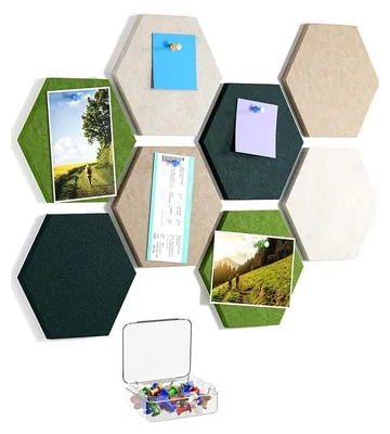 Produktbild von Set aus 8 Selbstklebenden Hexagon Filz Pinnwänden zur Wanddekoration