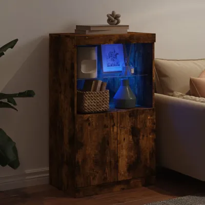 Immagine prodotto di vidaXL Credenza con luci LED rovere fumé 60,5x37x100 cm
