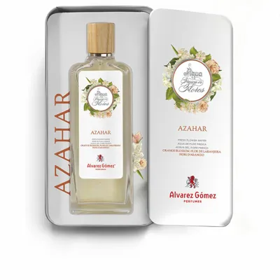 A perfume bottle and its packaging are displayed against a white background.
