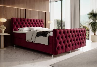 Łóżko tapicerowane 200x200 ADRIA PLUS ze schowkiem – czerwone