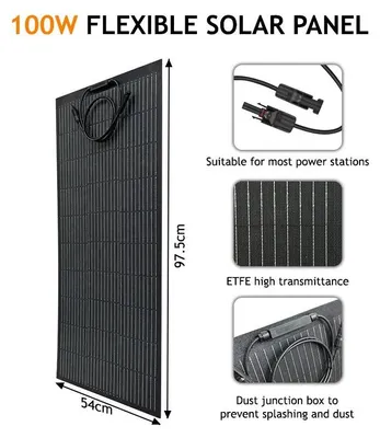 Produktbild von Balkon Solarpanel - Flexibles Solarmodul 100W - IP67 wasserdicht - Faltbar - Leicht - Für Haushalt und Outdoor Stromerzeugung