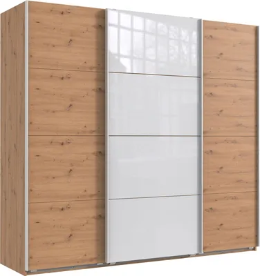 Produktbild von Schwebetürenschrank Norderstedt Kleiderschrank Ausführung wählbar,Artisan Eiche / Glasweiß,225x64x210cm