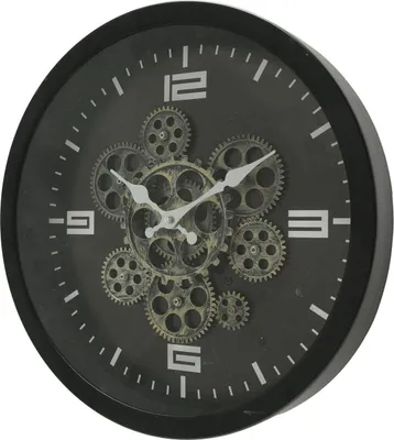 Uhr Wanduhr Big Metall 38 cm Schwarz_Natur24