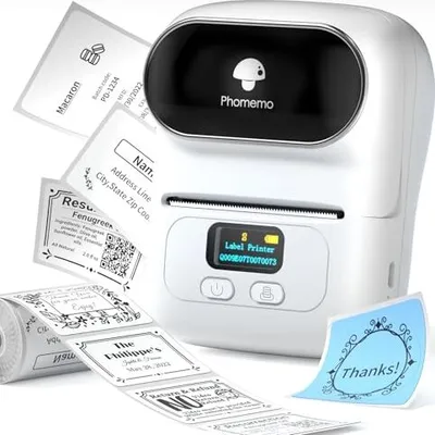Produktbild von Phomemo Etikettendrucker Bluetooth M110 Beschriftungsgerät Selbstklebend Barcode für Unternehmen Adresse,Einzelhandel und Büro kleine,Tragbarer Label