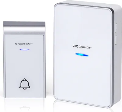 Immagine prodotto di Set campanello wireless portatile impermeabile Aigostar, kit campanello wireless, campanello senza fili, LED lampeggiante, 36 melodie, portata 150 m, alimentazione tramite presa di corrente, 1 pulsante e 1 ricevitore