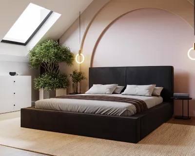 Obrázek produktu pro ADIDAR Theo čalouněná postel 180x200cm manželská postel kovový rám s hydraulickými zvedáky úložná postel černá Amor Velvet 4322 - s doručením až domů