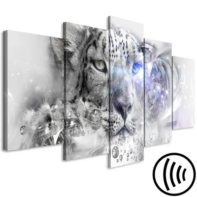 Image de Tableau acoustique Animal 200 x 100 cm Tableaux Mousse acoustique Absorbeur acoustique haute performance Toile insonorisante 5 pièces Tableau mural Acoustique intérieure Isolation acoustique Léopard Abstrait g-C-0261-b-m