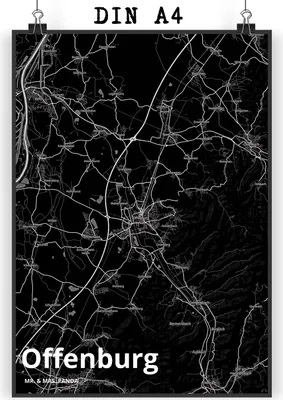Produktbild von Mr. & Mrs. Panda Bild Offenburg DIN A4 - Geschenk, Stadt, Deko, Wandbild, Posterdruck, wanddeko, drucke, Dorf Karte Landkarte Map Stadtplan