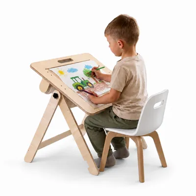 Productafbeelding van 2-in-1 kindertekentafel en tekenbord met papierrol, inklapbare tekentafel voor kinderen - leg&go
