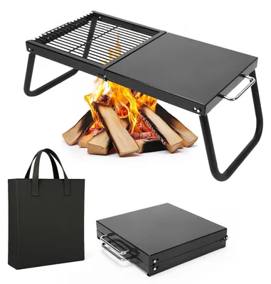 Productafbeelding van Opklapbare grillplaat voor gebruik bij barbecues en kampvuren, 57 x 28 cm