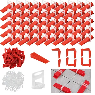 Produktbild von Fliesennivelliersystem Fliesenkeile Fliesenabstandhalter - 700-teilig - 500 Abstandhalter - 200 Keile - Kunststoff