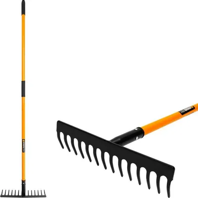 Immagine prodotto di Rastrello da giardino Strend Pro, 14 denti, manico in fibra di vetro 1500 mm