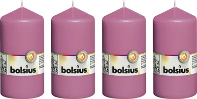 Produktbild von 4er-Set Stumpenkerze - Höhe 13 cm - Durchmesser 6,8 cm - Fuchsia