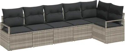 Produktbild von Sofa Set mit Kissen 6 pcs Hellgrau Poly Rattan
