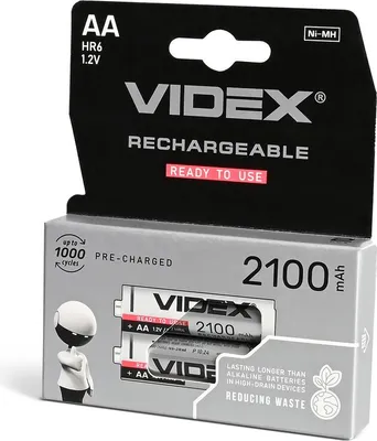 Obrázek produktu pro Nabíjecí baterie Ni-MH VIDEX HR6 2100mAh 2 kusy v blistru