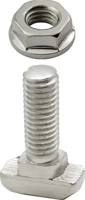 Produktbild von Edelstahl Hammerschraube T-Schraube M8 25mm Nut 8 für Aluprofil 40-er 10 Stück + Mutter