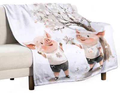 Produktbild von Fleece-Decke mit Schweinemotiv, 150 x 200 cm