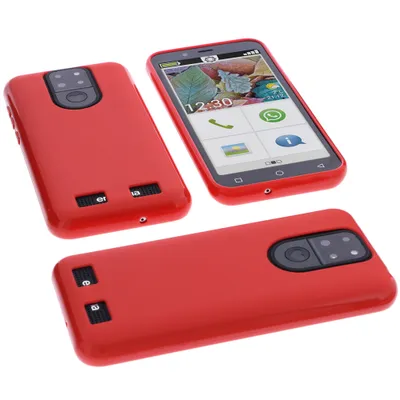 Produktbild von foto-kontor Hülle kompatibel mit Emporia Smart 5 Mini Schutzhülle rot Tasche Gummi TPU Handy Schutz Handytasche Handyhülle Smartphone Case Kantenschutz Eckenschutz