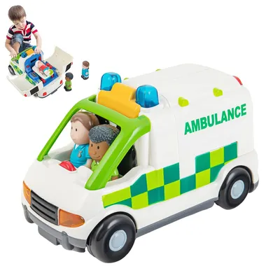 Produktbild von Kinder Rettungswagen Spielzeug mit Lichtern und Geräuschen, geeignet für Jungen und Mädchen ab 3 Monaten,Lernspielzeug für Notfall-Rettungsszenarien