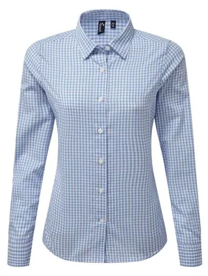 Image de Premier - Chemise « Maxton » pour femme, manches longues LT4981 (S) (bleu clair/blanc)
