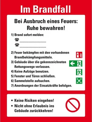 Produktbild von Dreifke® Schild I Aushang Verhaltensregeln Im Brandfall, Kunststoff, 210x297m...