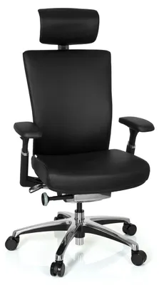 Produktbild von hjh OFFICE Profi Bürostuhl NOVA Ergonomischer Schreibtischstuhl mit Armlehnen (höhenverstellbar) Leder Schwarz Drehstuhl für Büro, Zuhause