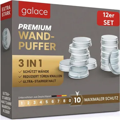 Produktbild von Türstopper GALACE Selbstklebender Türstopper für die Wand, Türpuffer-Wandschutz [12 Stück] – 20 mm leiser Türstopper und Türgriffstopper – Wandschutz