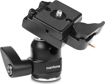 Produktbild von Mantona Kugelkopf für Stativ Basic Scout L - 80 x 65 x 90 mm - mit Schnellwechselplatte - Anschluss 3/8" / 1/4" - für Fotostativ Reisestativ Travelstativ passend für Kameras