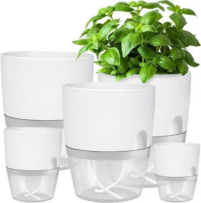 Produktbild von Famanu Kräutertopf selbstbewässernd - Set von 5, weiß