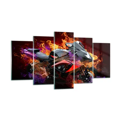 Produktbild von Bilder auf glas - Motorrad Feuer Abstraktion - 160x85cm - Glasbilder - Wandbilder - Kunstdruck - zum Aufhängen bereit - Wanddekoration aus Glas - Glas Bilder - Wandbild auf Glas - GEA160x85-0177