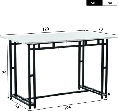 Immagine prodotto di okwish Tavolo da pranzo, semplice Tavolo da cucina, struttura in metallo, rettangolare, moderno, leggero Tavolo da cucina  gambe in metallo, sala da pranzo, soggiorno, gambe del tavolo nere, 120 x 70 cm