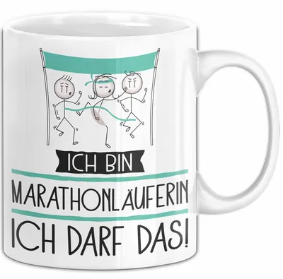Produktbild von Geschenk für Marathonläuferin Tasse Lustige Geschenkidee Geburtstag Ich Bin Marathonläuferin Ich Darf Das (Weiß)