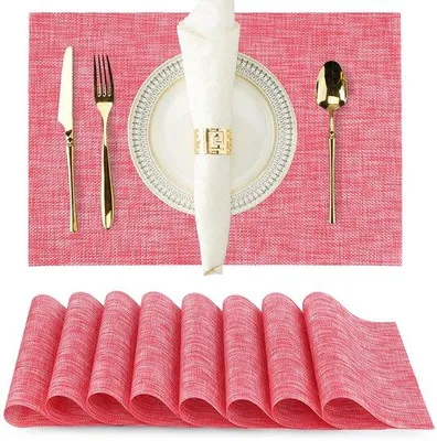 Produktbild von Warme, rote, 30x45cm, isolierende, antirutsch Placemats, 8-teilig, waschbar