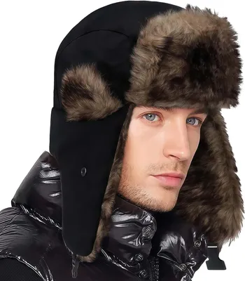 Produktbild von Fliegermütze mit Ohrenklappen, wasserdichte Trappermütze, Winter Mütze für Snowboarden, Skaten, Radfahren, Schwarz